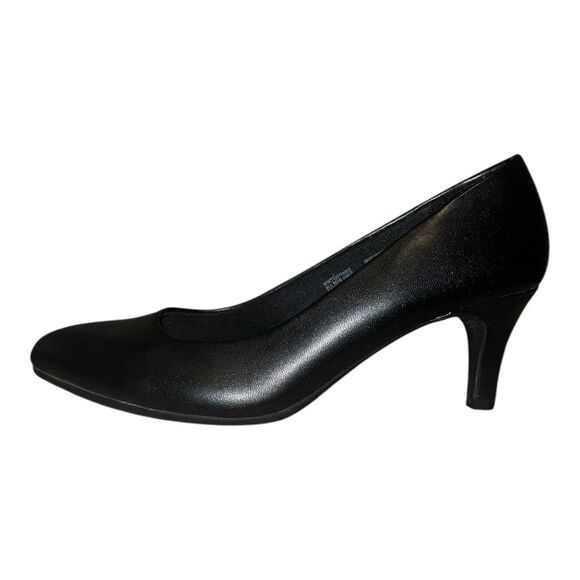 Time & Tru Womens Basic Pump Black Faux Leather Wide Width 7.5W NWOT - Picture 5 of 10